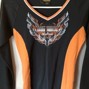 Black and Orange Long Sleeve Top